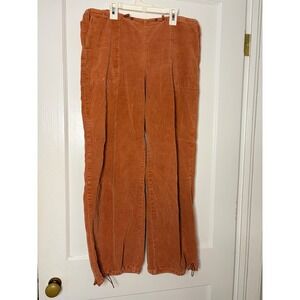 Almost Famous salmon Corduroy Cargo Pants Wide Leg Bungee Waist Womens S